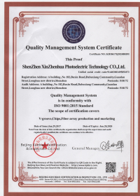 Quality Management System Certificate ISO 9001:2015 Standard